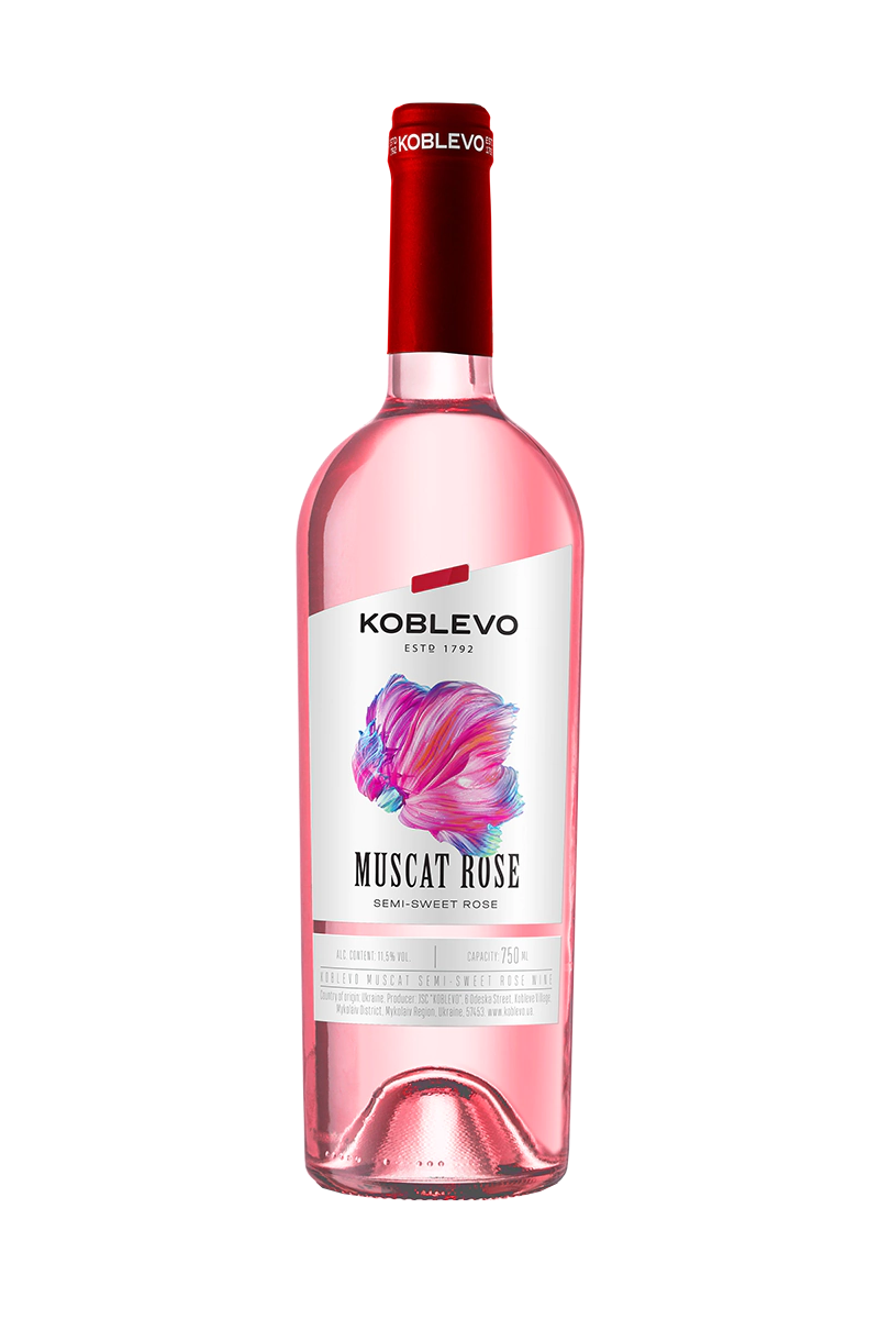 Koblevo Muscat Rose wino ukraińskie różowe półsłodkie