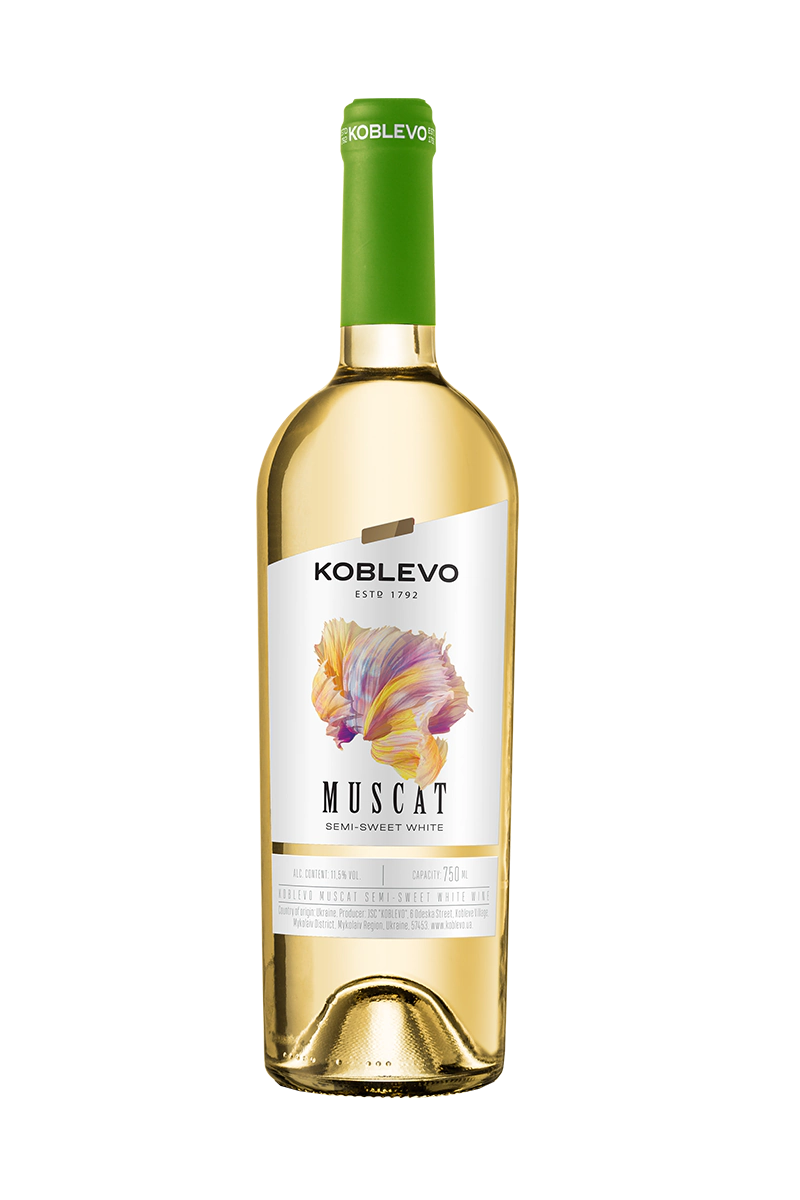 Koblevo Muscat wino ukraińskie białe półsłodkie