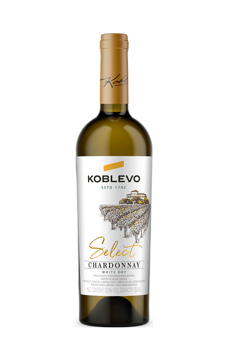 Koblevo Select Chardonnay wino ukraińskie białe wytrawne
