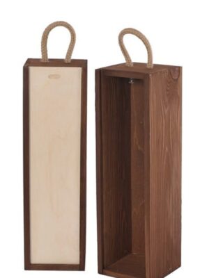 Skrzynka drewniana na jedną butelkę z naturalną zasuwką