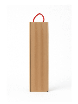 Karton na wino naturalny z czerwonym uchwytem – pudełko prezentowe na 1 butelkę