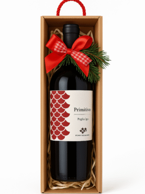 Ekskluzywny zestaw prezentowy z winem Primitivo IGT w ozdobnym pudełku