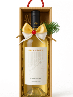 Elegancki zestaw prezentowy z winem Incantare Chardonnay w ozdobnym pudełku