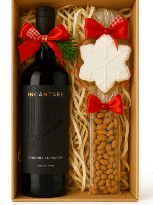 Ekskluzywny zestaw prezentowy z winem Incantare Cabernet, piernikiem i orzechami świątecznymi